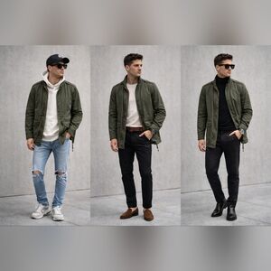 Lacoste Men's Olive Utility Field Jacket - Casual Lightweight Coat Size 36